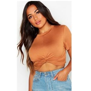 Knot Front Cropped T-Shirt